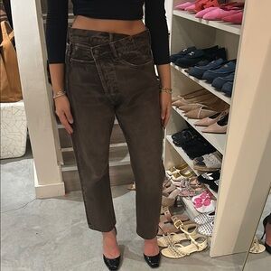 R 13 Dark Brown Boyfriend Jeans